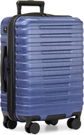 U.S. Traveler Boren Expandable Hardside Rugged Travel Luggage with 8 Spinner Wheels, Navy, Carry-on 22-Inch