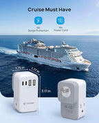 TROND 3 to 2 Prong Adapter with 360° Rotating Plug, 2 Prong Outlet Extender with 3 AC and 4 USB Ports, US to Japan Plug Adapter, Wall Outlet Splitter for Travel, Home, Cruise Essentials