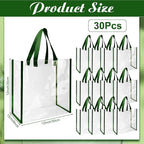 Eccliy 30 Pack 12x12x6 Inch Clear Tote Bag Stadium Approved Bulk Plastic Beach Tote Gift Bag with Handle for Gym Sports | 30 Pack, 12x12x6 Inch, Stadium Approved, Bulk, with Handle, Tote Gift Bag