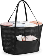 KALIDI Upgrade Version Beach Mesh Tote Bag MAX 27L Large capacity,Shoulder Bag Nylon Hobo Women Casual Foldable Beach Picnic