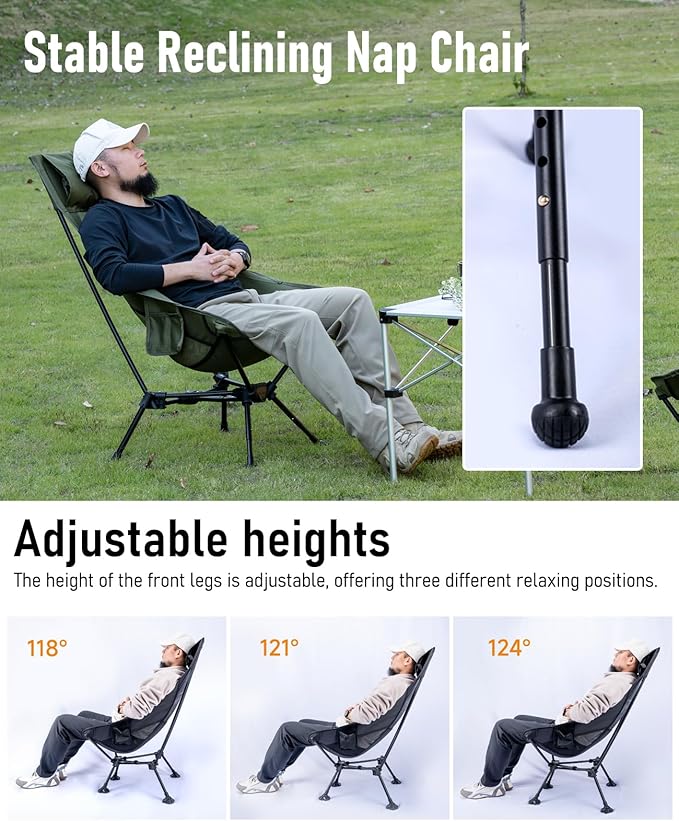 iClimb Ultralight Compact Camping Folding Beach Chair with Anti-Sinking Large Feet (Black - Triangular Frame High Back - 2PC)