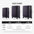 NINETYGO Medium Checked Luggage 25 Inch, Flat Top Opening Check In Luggage with Cup Holder, Expandable, Lightweight PC Hard Shell, TSA Lock, 360° Spinner Wheels (Blackcurrant Oolong)