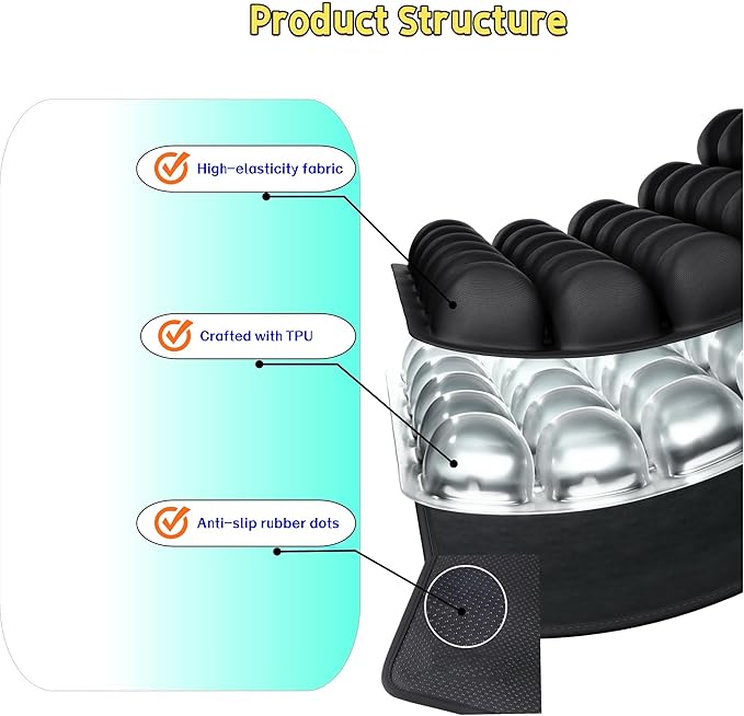 Inflatable Travel Seat Cushion with Built-in Pump - Compact Airplane Seat Cushion for Long Flights - Ergonomic Air Pad for Car, Stadium Bleachers & Desk Chair Comfort (Dark)
