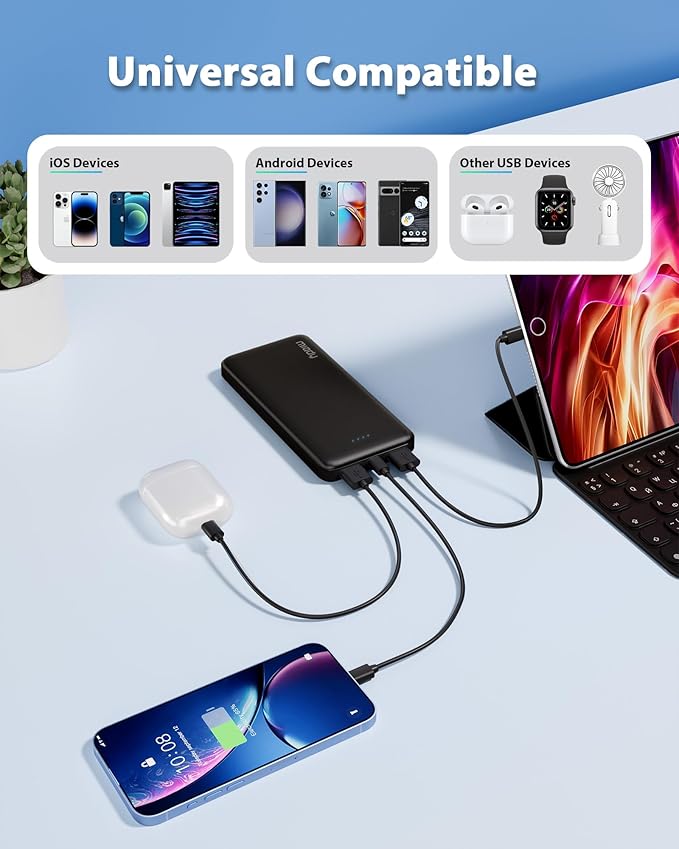 Miady 4-Pack Bulk 5000mAh + 10000mAh Portable Chargers