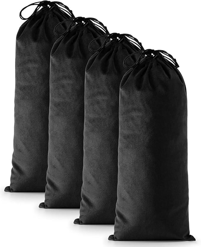 4 Pcs Single Shoe Bags for Travel, 17.3"x8.6" Washable Travel Shoe Bags for Packing in Suitcase, Velvet Dust Bag with Drawstring, Shoe Pouch for Women and Men, Travel and Home Storage (Black Beauty)