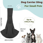 Pawaboo Small Dog Sling Carrier, Reversible Hands Free Dog Sling Carriers for Small Dogs and Cats, Puppy Slings Carrier with Safety Harness, Puppy Essentials, Black