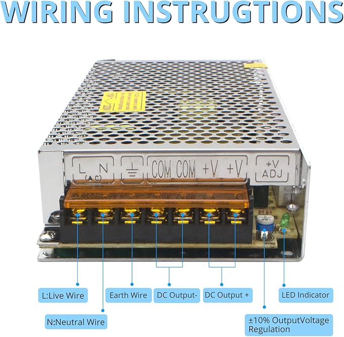 MK-SMPS-S120-12 MAKERELE DC 120W Switching Power Supply Converter, AC 110V-220V to DC 12V Universal Regulated Switching, Transformer Driver Adapter 10A for Strip 3D Printer CCTV Camera Motor Pump