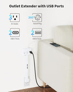 Outlet Extender Stick with 360° Swivel, Wall Plug Power Socket with 3 Outlets & 4 USB Ports(2 USB C), Extends 16"-26", Access Hard-to-Reach Outlets, Use Behind Couches, Nightstands, Desks, and More