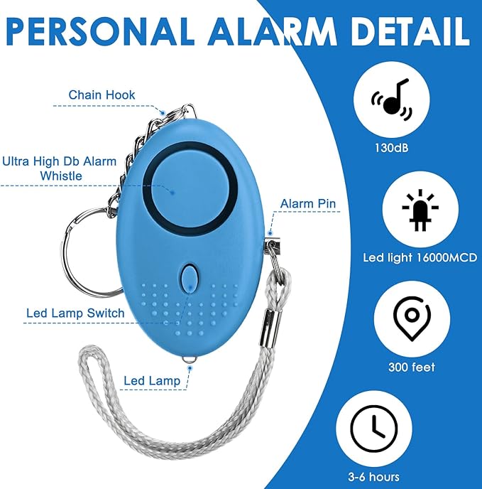 Kanayu 4 Pcs Personal Alarm Bulk 130DB Safe Sound Emergency Safety Self Defense Security Alert Keychain with Led Light Personal Protection Alarm for Women Girls Kids Elderly (Colorful Color)