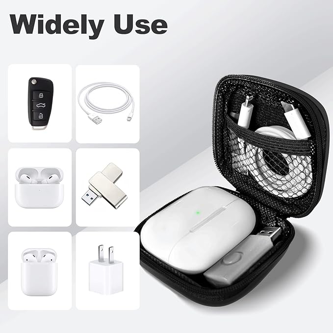 2Pack Square Earbud Case Portable EVA Carrying Case Storage Bag Cell Phone Accessories Organizer with Carabiner for Earphone, Earbud, Earpieces, SD Memory Card, Camera Chips, Black/Purple