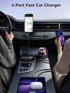 Car Charger USB C, 4 Port 90W Super Fast Charging for iPhone 17 Car Adapter, Dual PD 45W Type C & QC 3.0 USB A Multiport Car Cigarette Lighter Accessories for iPhone 16 15, iPad, Galaxy S26, Pink