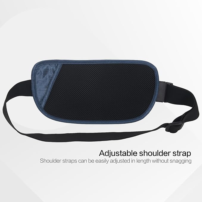 Slim RFID Blocking Money Belt for Travel - Anti-Theft Hidden Passport Holder Waist Wallet with Secure Pouch for Cash, Credit Cards & Phone Safe (Navy Blue)