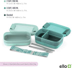Ello 2-Pack Lunch Stack Plastic Food Storage Container Bento Box with Airtight, Leak-Proof Locking Plastic Lids and Silicone Base, BPA-Free, Freezer, Microwave, and Dishwasher Safe, Mint Chip