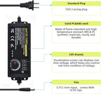 Universal Power Supply Adjustable 72w DC 3V ~ 24V Variable Switching 100V-240V AC/DC Adapter with Volt Display,14pcs Tips,4-Way Power Splitter Cable,Test Lead, Polarity Converter
