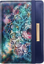 Passport Holder Cover,Traveling Passport Case Cute Navy Blue Passport Wallet for Women,Nebula