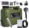 Camping Shower with Heater and 5-Gallon Water Jug, 6000mAh Rechargeable Portable Shower, 1500w Immersion Heater with Auto Shut-Off, Rinse Kit Portable Shower with USB Solar Charging Panel For Camping