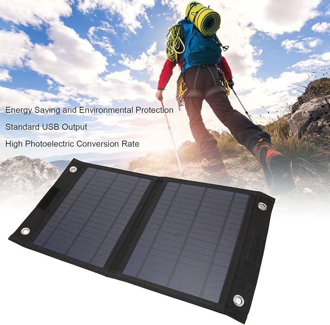 Portable Solar Charger, 25W 18V Waterproof Folding Solar Panel, Electric Vehicle Mobile Phone USB Solar Charger for Outdoor Activities