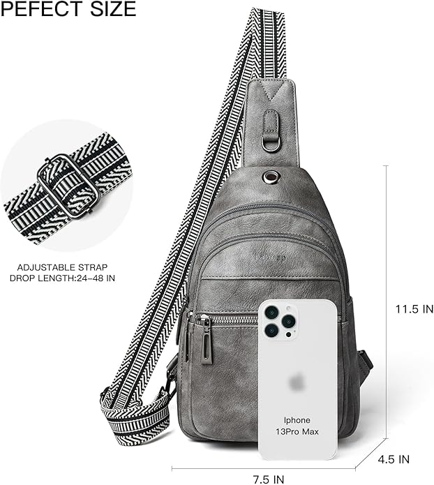 LATMAP Sling Bag For Women Faux Leather Small Casual Daypack Backpack Fanny Pack Crossbody Chest Bags Purse