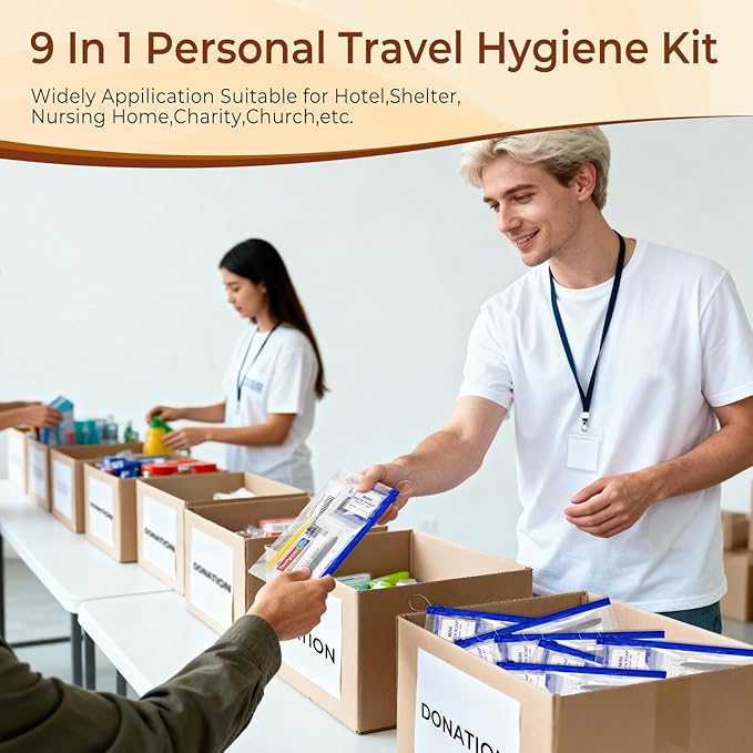100 Sets Personal Hygiene Kit Bulk,Yellow Basic Travel Toiletry Supplies Disposable Toothbrushes with Toothpaste Floss Comb Soap Cover and Razors Set for Homeless,Guests,Church