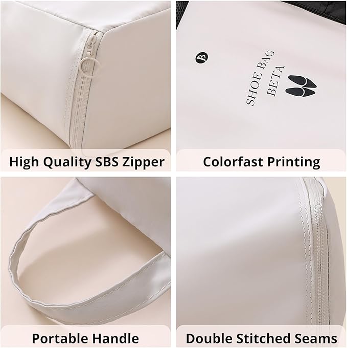tianzong Shoe Bags for Travel, Waterproof Shoe Storage Organizer with Zipper for Men and Women (2 Pack, Grey)