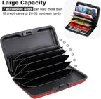 ELFISH Mini RFID Aluminum Wallet Credit Cards Holder Business Card Case Metal ID Case for Men Women (Red)