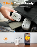 TESSAN 2 Pack Type E F Plug Adapter (2 USB-C), France Spain South Korea Power Adapter with 4 Outlets 3 USB, European Travel Adaptor for US to Germany Iceland Greece Portugal