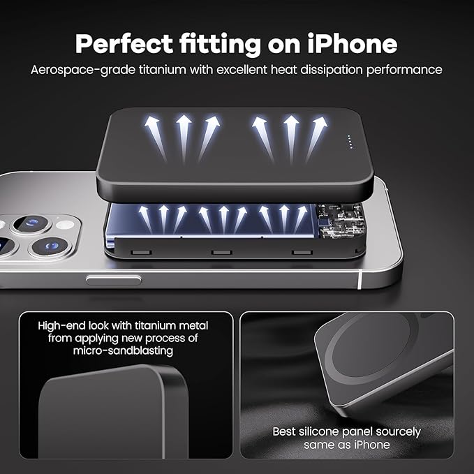 Power Bank, Ultra-Thin 10,000mAh Magnetic Wireless Portable Charger, 22.5W Fast Charging Battery Pack, Comes with USB-C Cable, Designed for iPhone Air /17/16/15/14/13/12