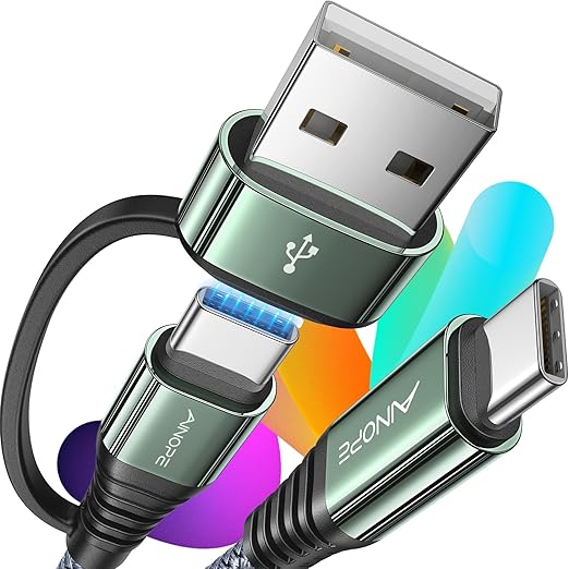AINOPE USB C to USB C Cable, 1 FT USB C Cable Fast Charging with USB to USB C Adapter, 60W USB to USBC Cable for iPhone 17 Pro Max Air Type C Cable for iPhone 16/15/14/13/12, Grey