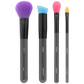 MODA Next Gen Neon Complexion 4pc Makeup Brush Kit – Face Brush Set for Foundation, Blush & Contour – Vegan & Travel-Friendly