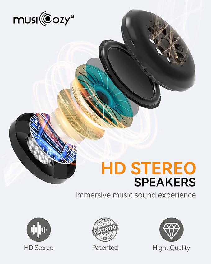 MUSICOZY Sleep Headphones Bluetooth 5.4 Headband Sleeping Eye Mask for Mom Women Men Wireless Music Earbuds Earphones for Side Sleepers Built-in HD Speakers Cool Gadgets Unique Gifts