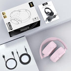 Hybrid ANC Wireless Over-Ear Headphones, 100H Playtime, Hi-Res Audio, Bluetooth 6.0, Multi-Mode Noise Cancellation, Comfort Fit, iOS & Android Compatible, Foldable Design, Travel-Friendly (Pink)
