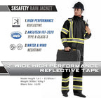 SKSAFETY Hi Vis Safety Rain Jacket for Men, Construction Work Rain Gear Heavy Duty Class 3 Rain Coat Waterproof Lightweight