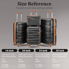 Hard Shell Luggage Sets 4 Piece with 360 Spinner Wheels,Lightweight Suitcase Set with TSA Lock,Travel Luggage Set with Telescoping Handle,Light and Strong,Easy to Clean (Black 2)