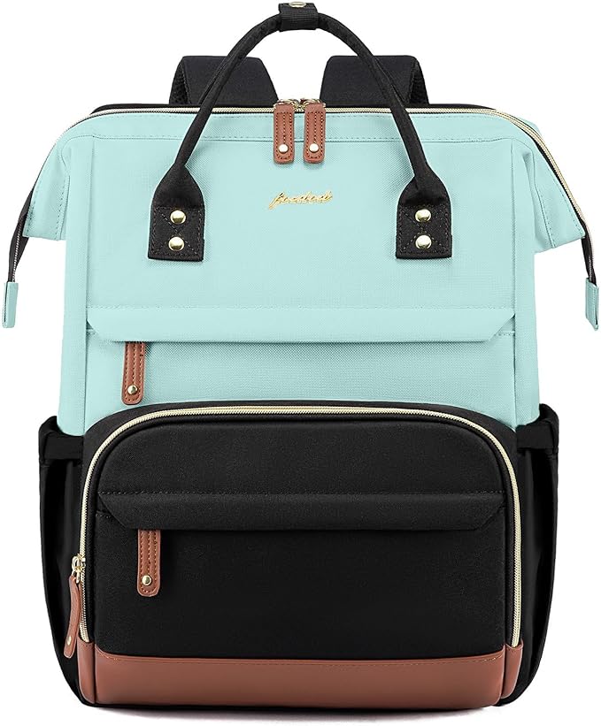 Laptop Backpack for Womem Work Bags: 15.6 Inch Travel BackPacks With USB Charging Port Durable Back Pack Anti Theft Fashion College BookBag Purse Bussiness Daypack for Nurse Teacher Light Blue Black