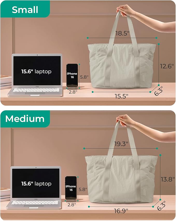 BAGSMART Tote Bag for Women, Tote Bag with Zipper Work Tote with Compartments Nurse Shoulder Hanbag for Travel, Gym