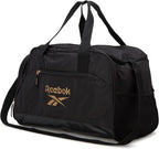 Reebok Duffle Bag - Lightweight Unisex Carry On Gym Bag - Travel and Sports Duffel Bags for Men and Women, Hamilton Black With Gold Logo