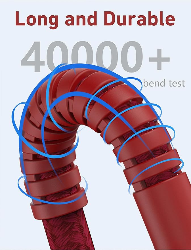 USB C to C Cable 10FT, 2Pack USB C Charger Cable, Long Type C Fast Charging Cable Nylon Braided USBC Charger Cord Compatible with iPhone 17/16/15/Pro/Plus/Pro Max/Samsung Galaxy S23/LG and More-Red