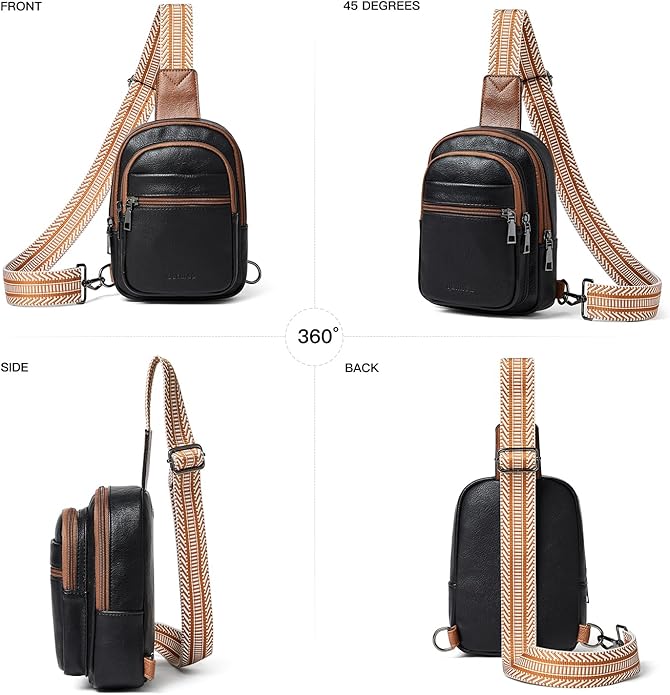 LATMAP Sling Bag For Women Faux Leather Small Casual Daypack Backpack Fanny Pack Crossbody Chest Bags Purse