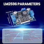 LM2596 Adjustable DC-DC Step-Down Buck Converter Module with LED Voltmeter Display, Voltage Regulator 4.0-40V Input to 1.25-37V Output Power Supply Module (Pack of 2)