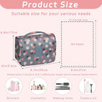 Toiletry Bag Travel Bag with Hanging Hook, Waterproof Capacity Hanging Multifunctional Makeup Bag for Toiletries, Portable Cosmetic Bag Travel Organizer for Women and Men(Blue Flower)