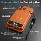 10K Magnetic Power Bank, Orange, Qi2 Certified 15W Wireless Charger, LCD Display, Solid-State Battery for Safer Travel, Ultra-Slim USB-C Fast Charging Portable Charger for iPhone 17/16/17