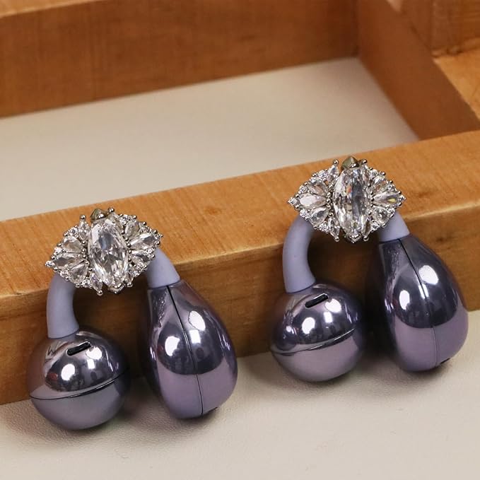 Bow Rhinestone for Clip on Earbuds Open Ear Accessories, Removable Exquisite DIY Decoration (Style F - Silver Bow)
