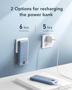 VEGER Portable Charger with Built-in AC Plug and Cables, All in One 10000mAh Ultra Slim Power Bank Travel Essentials, Fast Charging Battery Pack Compatible with iPhone, Samsung, Android (Blue)