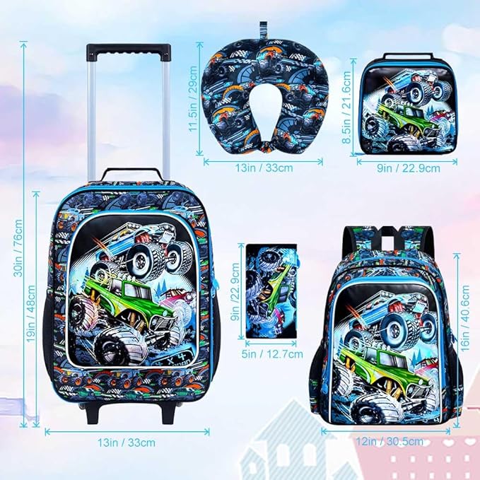 WZLVO Kids Luggage for Boys and Girls, Cute Dinosaur Unicorn Rolling Wheels Suitcase for Toddler Children