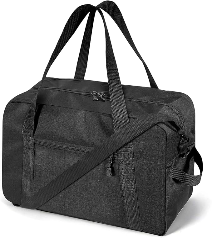 Small Gym Bag 14 Inch Duffel Bag for Women & Men,Waterproof Travel Sports Bags,Mini Gym Duffel with Bottle Holder,Foldable Lightweight Carry On Duffle-Black