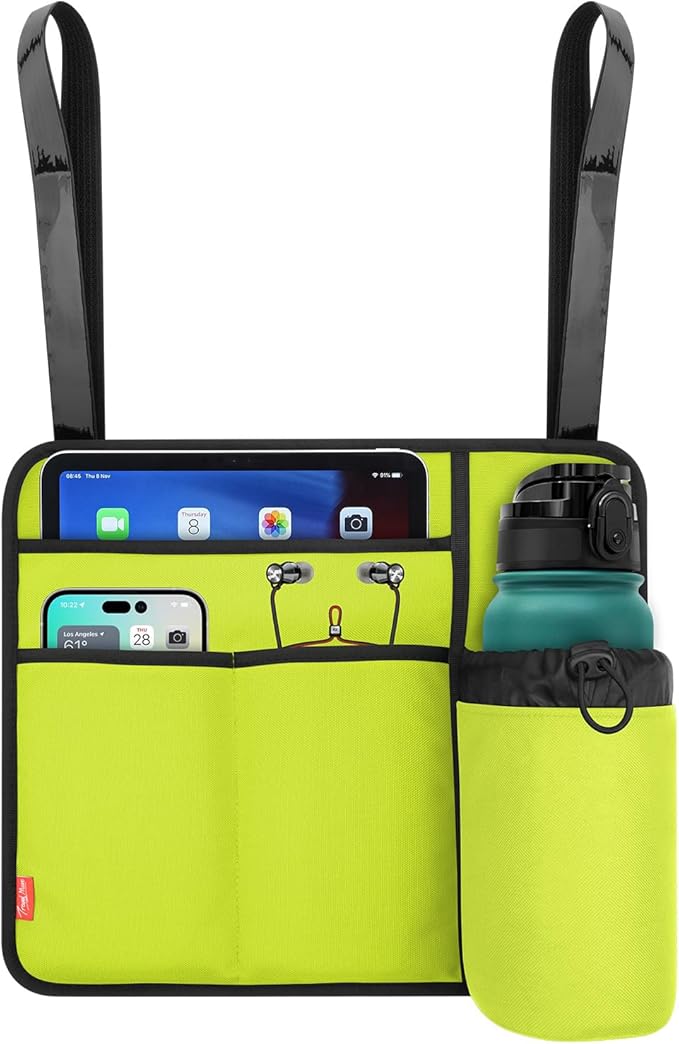 Airplane Seat Back Organizer & Storage, Airplane Tray Table Cover for Personal Items, Airline Seat Hanging Pockets Media Pouch,Reusable Travel Essentials,Fits Tablets,Cell Phone,Water Bottle (Green)