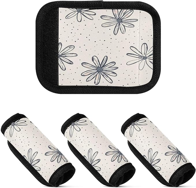 Qilmy Fresh Style Floral Fragments Luggage Handle Wrap 4Pack Luggage Identifiers Tag Comfort Handle Grips Cover for Stroller Suitcase Bag Airplane Travel Accessories1581