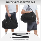 Vorspack Gym Bag for Men - 18 Inches Small Duffle Bag for Travel Lightweight Duffel Bag with Shoe Compartment Personal Item Travel Bag Weekender Bag for Travel Sports Gym - Black