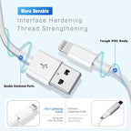 iPhone Charger Cable,Lightning to USB-A MFi Certified Cord 4PACK [3/3/6/6FT] Fast Charging Cord Compatible iPhone iPhone 12/12 PRO/Max/11/11PRO/XS/Max/XR/X/8/8Plus/7/6S/6/plus/iPad Air-White