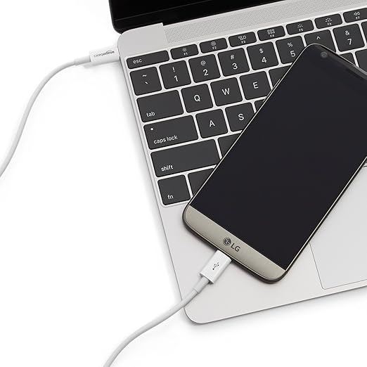 Amazon Basics USB-C to USB-C Cable, 6 Foot | 480Mbps Speed | USB-IF Certified | White | Pack of 2